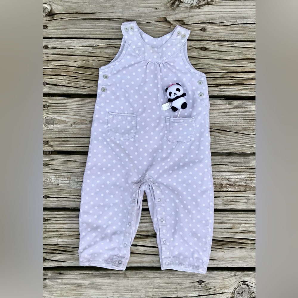 18-24m Baby Girls GYMBOREE Polka Dot Panda Pocket One Piece Corduroy Romper Set - Picture 13 of 13